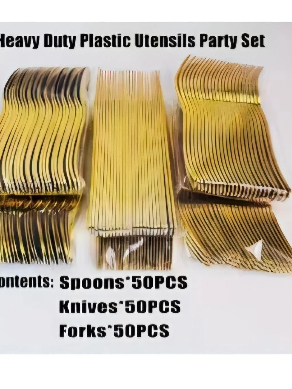 NEW 150 UV GOLDEN PLASTIC CUTLERY SET -STURDY & STRONG